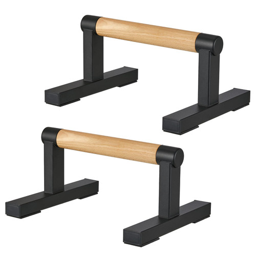 BESTWEI T Shape Floor Stand Wood Push Up Handle Bars for Men, Strength Training Pushup Stands Parallettes Bars with Sturdy Metal Bracket for Calisthenics, Fitness, Gymnastics, Workouts, Calistenia