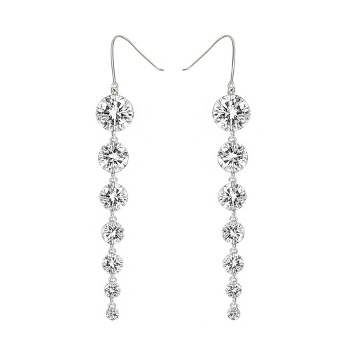 UDYLGOON Sparkly Imitation CZ Diamond Long Dangle Earrings for Women, Bride Bridesmaid Wedding Prom Earrings Hypoallergenic Gift (White Gold Plated) UDYLGOON Sparkly Imitation CZ Diamond Long Dangle Earrings for Women, Bride Bridesmaid Wedding Prom Earrings Hypoallergenic Gift (White Gold Plated)