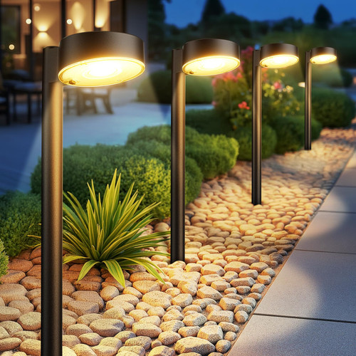 Ahaorigin 12 Pack Solar Pathway Lights Outdoor, 12 Brighter LED Solar Lights Outdoor Waterproof, Up to 12 Hrs Modern Solar Powered Path Light for Yard Garden Walkway Driveway