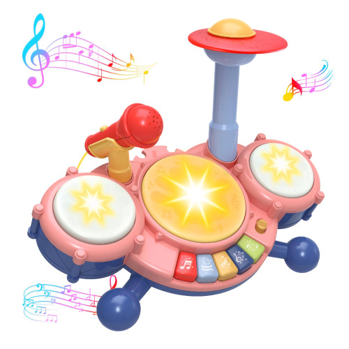 Contixo KD2 Jazz Drum Set Musical Toys for Toddlers 2-3, Kids Drum Set Musical Instruments Toys for Babies 2 Year Old , Ideal Birthday Pink Contixo KD2 Jazz Drum Set Musical Toys for Toddlers 2-3, Kids Drum Set Musical Instruments Toys for Babies 2 Year Old , Ideal Birthday Pink