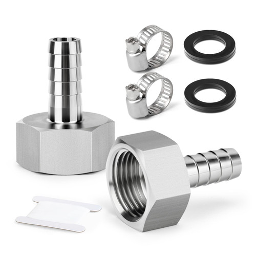 TAISHER 2PCS 304 Stainless Steel Garden Hose Repair Connector, 5/16" Barb x 3/4" GHT Female Garden Hose Adapter with Hose Clamps TAISHER 2PCS 304 Stainless Steel Garden Hose Repair Connector, 5/16" Barb x 3/4" GHT Female Garden Hose Adapter with Hose Clamps