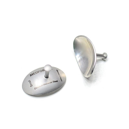 Medfort-Instruments Corneal Eye Shield Protector Stainless Steel with holding Point, 26mm X 17mm (Small), Set of 2 Pcs, Silver