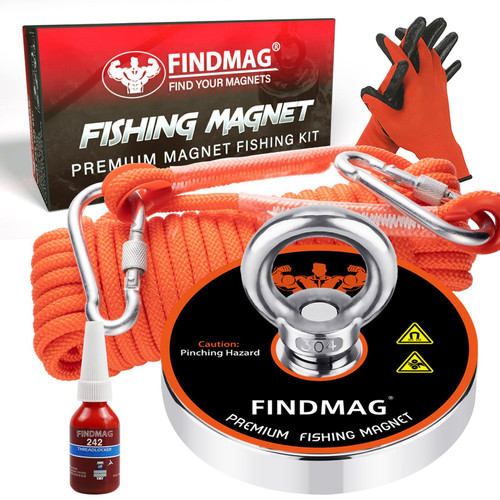FINDMAG 1500 LBS Fishing Magnets, Fishing Magnet Kit Premium Kit for Retrieving in River and Magnet Fishing, Gift-Ready Packaging - 4.72 inch (120 mm) Diameter