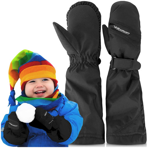 WindRider Toddler Waterproof Mittens: Ultimate Warmth with Wrist & Elbow Cinch, Over-The-Jacket Design with Pairing Clip - Unisex for Kids and Babies (5-6 yrs)