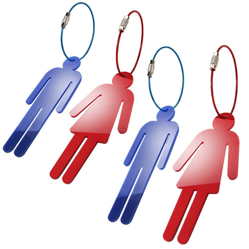 Men Women Unisex Acrylic Restroom Dressing Room Keychains Tags with Wire Rings for Office Bathroom Keys at Office/School/Restaurant/Store/Classroom 4 Pack