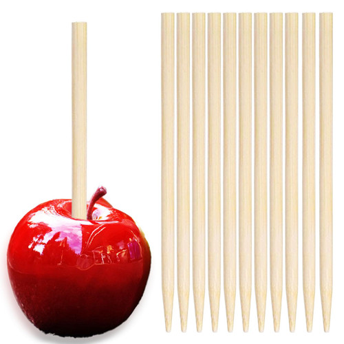 Nexboraque 1000 Pack 5.5 Inch Candy Apple Sticks, 6 mm Thick Semi Point Bamboo Skewers Natural Wooden Corn Dog Sticks for Caramel, BBQ, Lollipop, Corn Cob