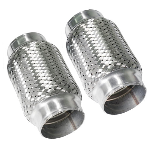 Simnliras 2.75 inch Exhaust Flex Pipe, 2.75" x 3.7"w, Stainless Steel Heavy Duty Double Braid Exhaust Flex Tube, 6" Overall Length, 2 Pack