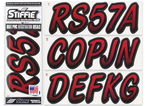 Whipline Burgundy/Black 3" DOT Decal Kit Registration Numbers Vinyl Lettering Semi Truck Tractor Trailer Decals