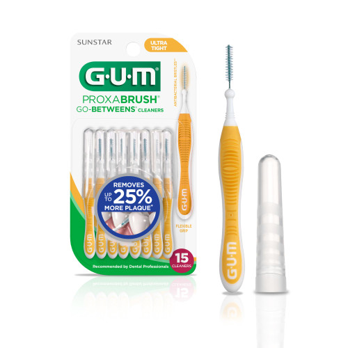 GUM Proxabrush Go-Betweens - Ultra Tight -Interdental Brushes - Soft Bristled Dental Picks for Plaque Removal Health - Safe for Braces & Dental Devices, 15 Count
