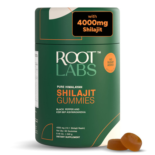 ROOT LABS 4000 mg Pure Himalayan Shilajit Gummies I No Added Sugar I KSM-66 Ashwagandha, Gokshura| 75%+ Fulvic Acid & 85+ Trace Minerals I Men,Women I Non-GMO I Lab Tested I 100% Natural I 60 Gummy ROOT LABS 4000 mg Pure Himalayan Shilajit Gummies I No Added Sugar I KSM-66 Ashwagandha, Gokshura| 75%+ Fulvic Acid & 85+ Trace Minerals I Men,Women I Non-GMO I Lab Tested I 100% Natural I 60 Gummy
