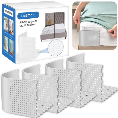 Lizemqqi ,Bed Sheet Holders Straps Fitted,4PCS Bed Sheet Fasteners for Corner Heavy Duty,Adjustable Anti-Slip Sheet Holders Tightener Keep in Place,Bedsheet Grippers Fixed(Grey) Lizemqqi ,Bed Sheet Holders Straps Fitted,4PCS Bed Sheet Fasteners for Corner Heavy Duty,Adjustable Anti-Slip Sheet Holders Tightener Keep in Place,Bedsheet Grippers Fixed(Grey)