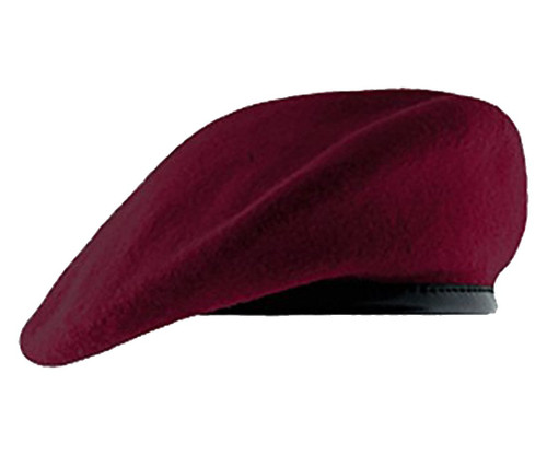 Uniform Accessories Unlimited Inc Maroon Beret with Leather Pre Shaped (7 3/4")