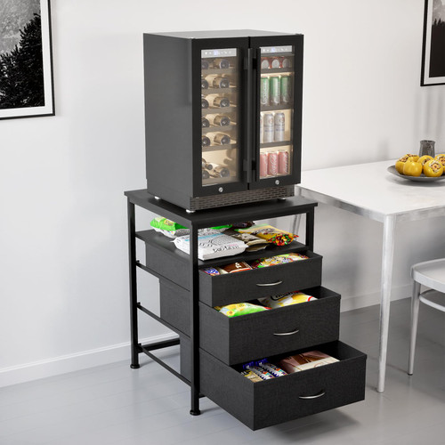 AQQHSAIN Mini Fridge Stand Heavy Duty Mini Fridge Table with Storage Dorm Fridge Shelf Beverage Refrigerator Table Stand for Home Office Dorm Apartment Kitchen (29.5 * 21.7 * 21.7inch)