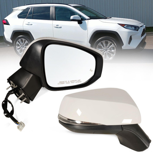 Lqito Right Passenger Side Mirror Fits 2019-2025 Toyota Rav4 with Power Heated Turn Signal and Blind Spot Match Super White Replace 879100R271(8 Pins)