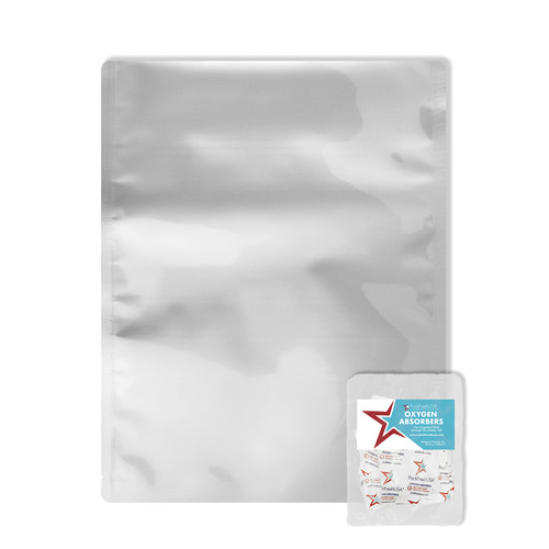PackFreshUSA Gallon 7 Mil Premium Century Mylar Bags with 500cc Oxygen Absorbers in 10-Packs with LTFS Guide (50)