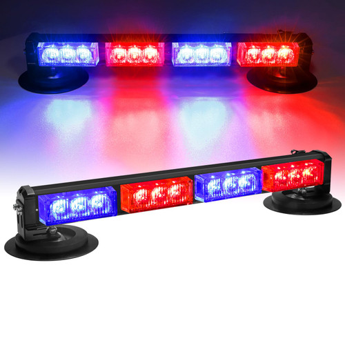 OPPBUY 14.2'' Red Blue Wireless LED Rooftop Strobe Beacon Light Bar Rechargeable LED Emergency Hazard Warning Lights with Magnetic Base,17 Flashing Modes Strobe Light Bar for 12/24V Car,Truck