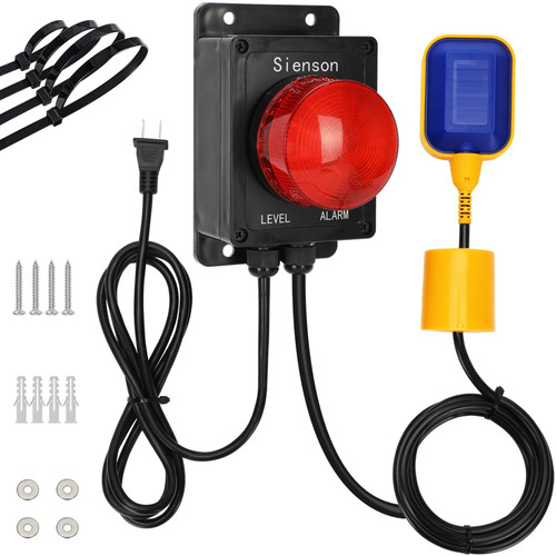 Sump Pump Alarm,Water Alarm for Sump Pump with 110dB Loud Alarm and LED Indicator,Sump Alarm System with 10ft Level Float Switch, Weatherproof Sump Alarm System for Septic Sump Pump Pond Water Tank
