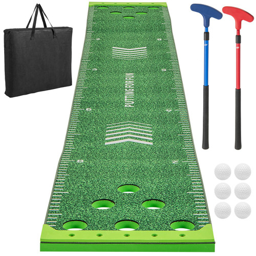 ULTIMATE Golf Game Set, Indoor Outdoor 11FT Putting Green Mat w/ 2 Adjustable Putters, 6 Balls & 12 Hole Covers, Golf Pratice Training Mat for Party, Backyard, Home and Office