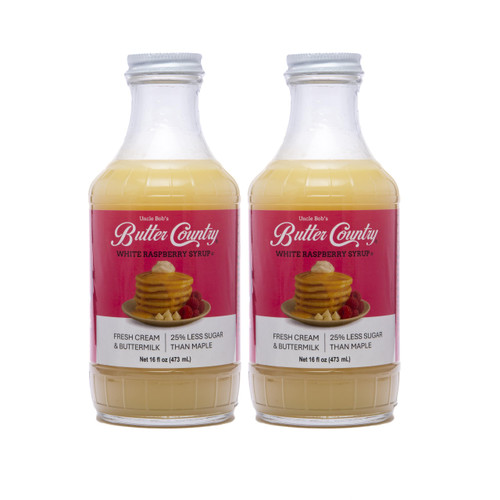 Butter Country Rich and Creamy Buttermilk Syrup | White Raspberry Flavor | Unique Gourmet Syrup for Pancakes, Waffles & More | 16 fl oz/2 Pack