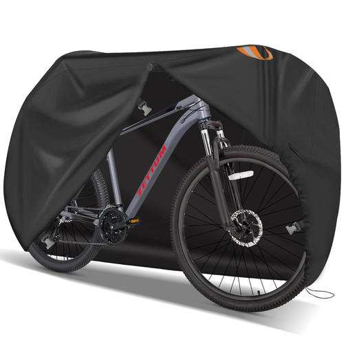 Zettum Bike Cover for 1 Bike - Outdoor Bike Cover for Stationary 1 Bike Waterproof & Heavy Duty, 600D Bicycle Cover for Single eBike, Mountain Bike, Road Bike, Hybrid Bike, Beach Cruiser Bike Storage