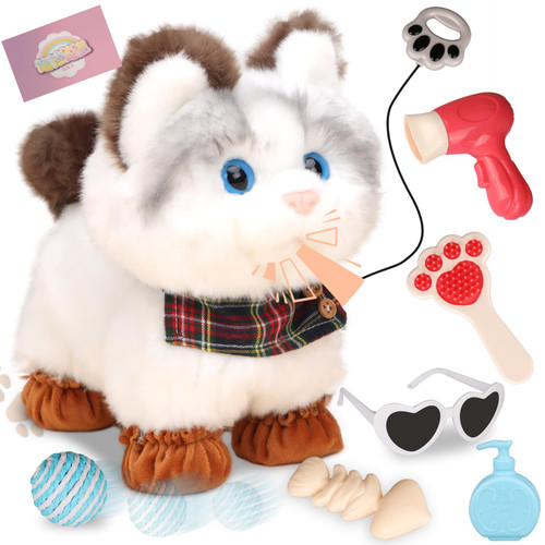 Jimate Interactive Walking Cat Plush Toy with Leash – Electronic Kitty Pet That Meows and Wags Tail, Soft Stuffed Animal Companion Gift for Girls Kids Toddlers Birthday Christmas Jimate Interactive Walking Cat Plush Toy with Leash – Electronic Kitty Pet That Meows and Wags Tail, Soft Stuffed Animal Companion Gift for Girls Kids Toddlers Birthday Christmas