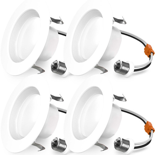 Sunco 4 Inch LED Recessed Lights, Retrofit Can Light for Ceiling, Baffle Trim, 660 LM, 11W (60W Equivalent), 3000K Warm White, Dimmable, Damp Rated ETL 4 Pack.