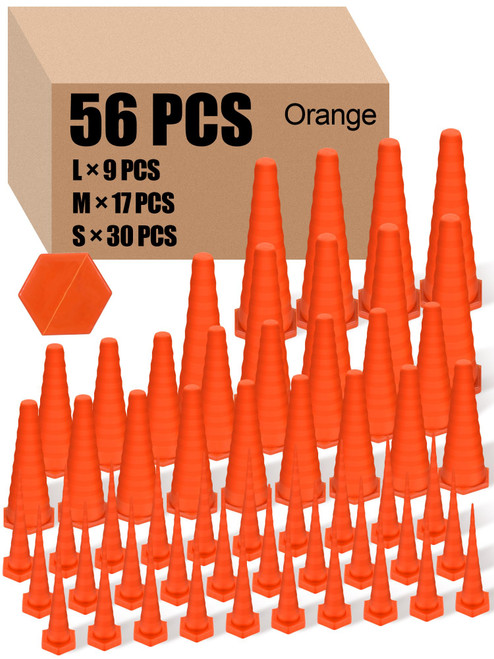 Innconee Hydraulic Oil Service Plugs Large Medium Small Sizes Multi Pack Rubber Drip Proof Hose Plugs Industrial Hydraulic Kit for Irrigation, 3 Sizes (56 Pcs,Orange)