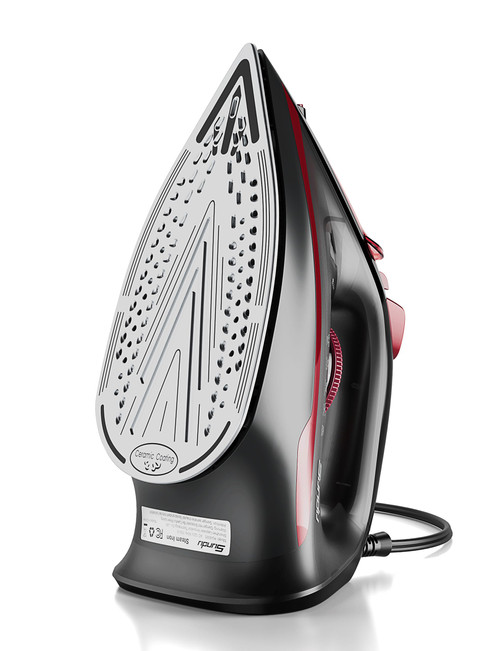 Sundu Steam Iron for Clothes with Rapid Heating Ceramic Coated Soleplate, 1500W with Precise Thermostat Dial, Self-Cleaning, Auto-Off, 15.21oz Water Tank for Home Clothes Ironing Use, Red