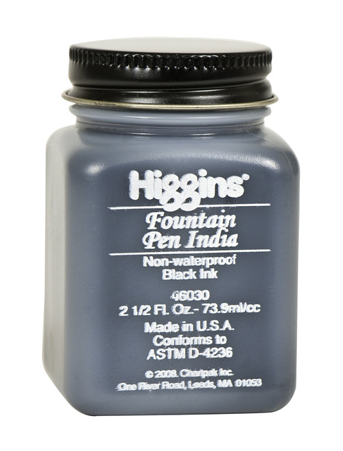 Higgins Black India Fountain Pen Ink, 2.5 Oz Bottle (46030), 1 Count (Pack of 1)