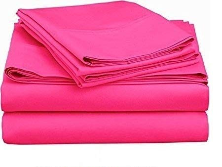 400 Thread Count Luxury Queen Size, Sheet Set (4 Pc Set) 100% Egyptian Cotton Premium Long Staple Fits 21 Inch Deep Pocket Color Hot Pink Solid Pattern
