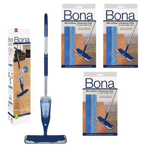Bona Hardwood Spray Mop with 3 Bona Microfiber Pads