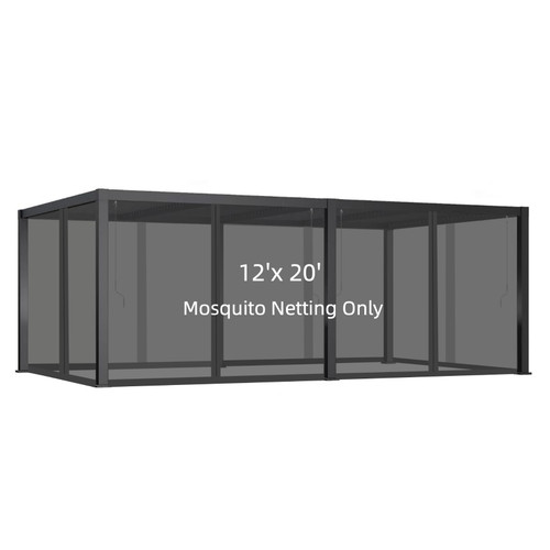Hiviva 12x20FT Mosquito Netting for Gazebo,Pergola,Pop up Canopy Tent,6-Panel with Zipper for Outdoor Patio,Backyard (Black,Mosquito Net Only)