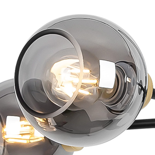 Yolsunes Lighting Fixture Replacement Globes Top Opening Smokey Black Glass Lamp Shades, Ideal for Chandelier/Pendant light/Ceiling light, 4.2cm(1.7") of socket base; 13cm(5.12") of globe width