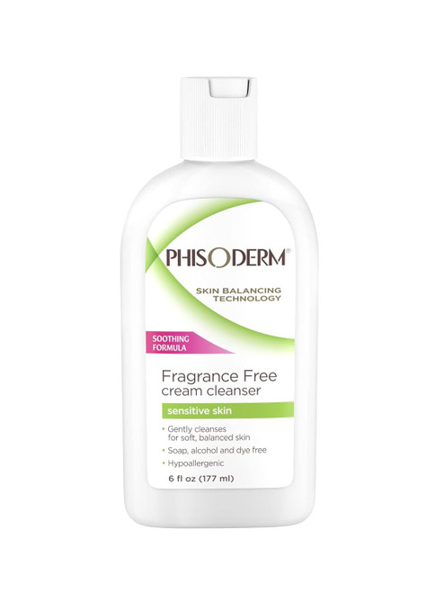 Phisoderm Fragrance Free Cream Cleanser For Sensitive Skin 6 oz (Packs of 2)