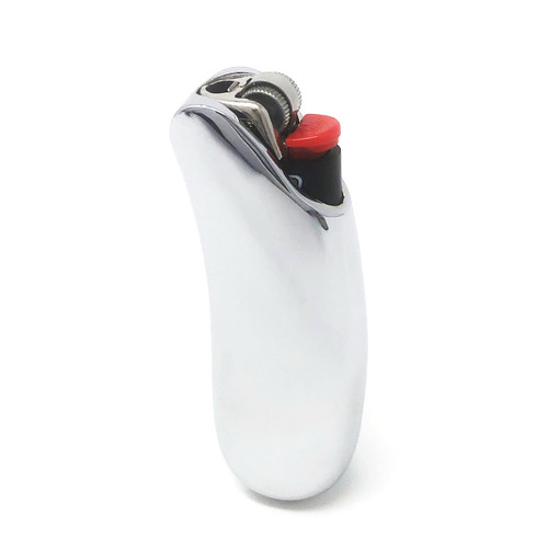 Metal Lighter Case Compatible BIC Lighter Standard Cover Holder Pouches Fits BIC Standard Size J6 One Piece in Shiny Silver