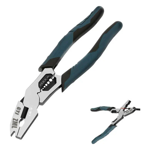 ZML 6-in-1 Multi-Function CR-V Steel Wire Stripper Pliers, Diagonal Cutters with Adjustable Cutting Depth and Sharp Blades for Nails and Electrical Cables, Hardware Wirecutters