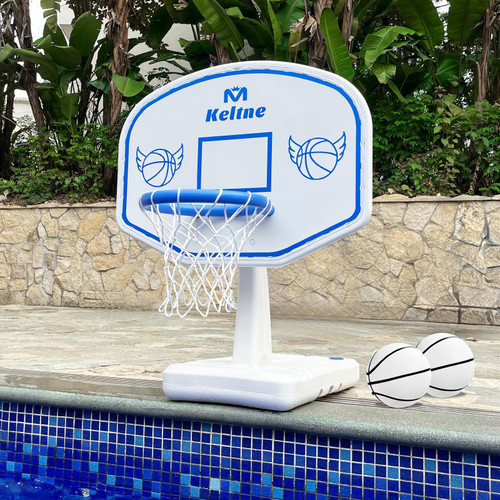 Dahivs Pool Basketball Hoop, Oversized Poolside Basketball Hoop for Swimming Pool Basketball Game, 34"x34"x42.2" Water Basketball Hoops with Lengthen Base/ 2 Balls/Pump, Made for Teens, Adults.