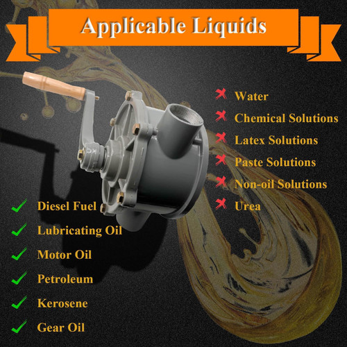 TINJO Gas Caddy Pump, Rotary Hand Oil Transfer Pump 10-55 Gallon Aluminum Hand Gas Fuel Diesel Transfer Pump Caddy for Non-Corrosive, Petroleum Based, Pumps Light to Medium Viscosity Oils 1.25" Outlet