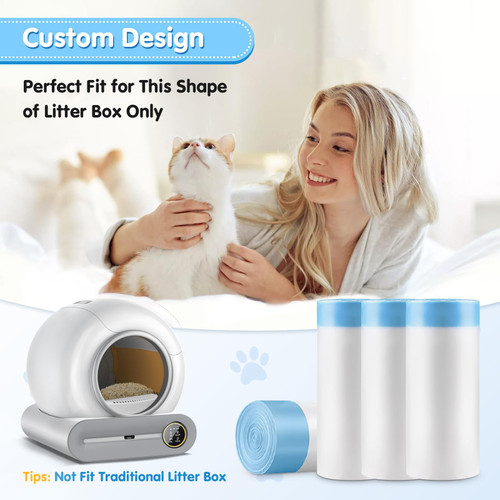 Self-Cleaning Litter Box, Drawstring Litter Box Liners, 60 Count Waste Drawer Liners Bags Replacement Compatible with Self-Cleaning Litter Box Robot Cat Litter Waste Receptacles Bags