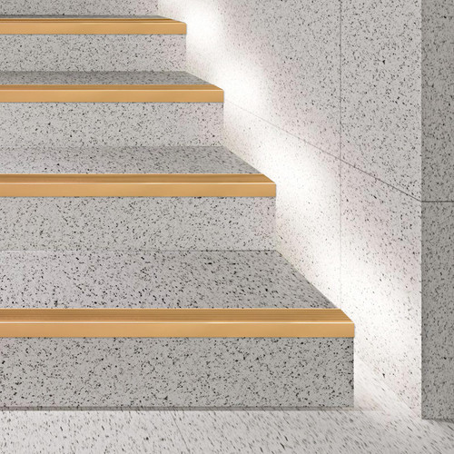 Jiekayi 36" Metal Stair Nosing, 2-Pack Self Adhesive Aluminum Stair Edge Protector, Non Slip Stair Treads, for Indoor Outdoor Staircases (36 x 2 x 1.2in, Golden)