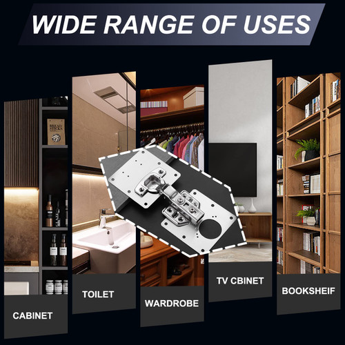 6 Pack Cabinet Door Hinge Repair Plates, Metal Cabinet Hinge Repair Replacement Kit, Cabinet Hinge Repair Brackets, Hinges Repair Fixing Plates with Screw for Kitchen Cupboard Door Locker Cabinet Door
