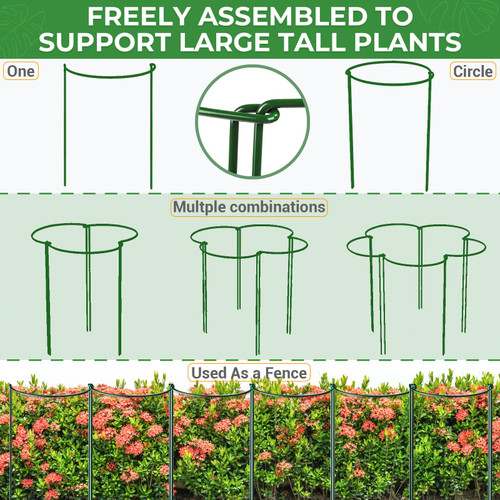 LEOBRO 24 Inch Plant Support Stakes, 6PCS Plant Stakes, Peony Cages and Supports, Garden Stakes, Plant Supports for Outdoor Plants Indoor Plants, Monstera Tomato Hydrangea Support Cage, 10" W x 24" H