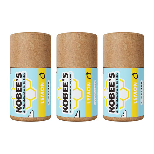 3 pack - Kobeesco Lip Balm, Lip Moisturizer, Lip Cure, Lip Balm, Nourishing Lip Treatment (Lemon)