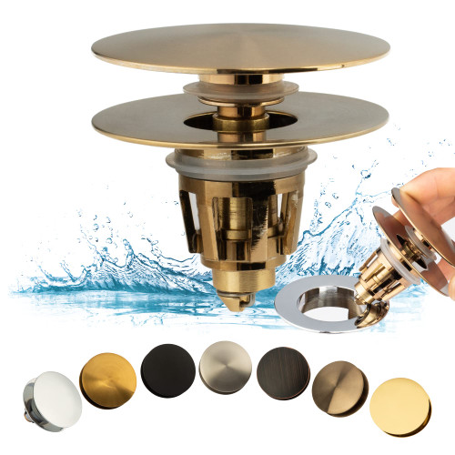 Artiwell Universal Bathroom Sink Drain Stopper, Fits Most Pop-Up Drains for Vessel Sink Lavatory Vanity, Sink Drain Strainer with Detachable Hair Catcher, Tested by Plumber in US (Champagne Bronze)