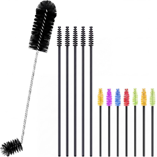 Perthlin 37 Pieces Hummingbird Feeder Cleaning Brush 3 Size Mini Nylon Tube Brushes Set 2 in 1 Double Headed Hummingbird Brush Cleaner for Bottles Tubes Jars Bird Feeder(Black)