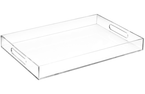 Modern Elegant 16"x12" Rectangle Acrylic Lucite Plastic Decorative Tray Clear Serving Tray with Clear Handles Food Fruit Display Makeup Perfume Storage for All Occasion's By Home Redefined