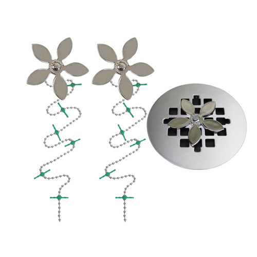 DrainWig Shower Drain Hair Catcher – Disposable Bathroom Hair Trap, Easy to Install in Shower Drain Cover, Helps Prevent Clogs – As Seen on Shark Tank – Silver Flower (2-Pack)