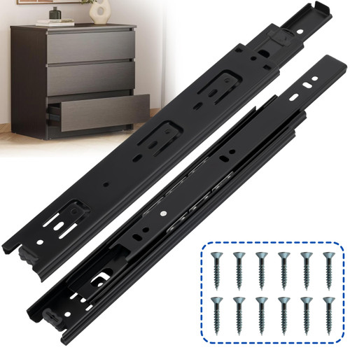 Ourshom 10 Inch Drawer Slides 1 Pairs (2pcs) Side Mount Rails - Heavy Duty Full Extension Ball Bearing – Drawer Slide Glides for Cabinet Kitchen, Dresser Runners - Draw Slides Sliders 100Lb Capacity