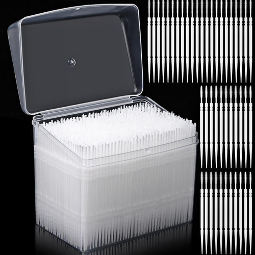 JiaUfmi 1100Pcs Dental Picks Plastic Toothpick Oral Hygiene 2 Way Interdental Brush Stick
