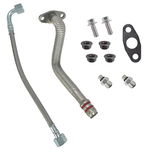 Engine Turbocharger Oil Return Drain Hose Line & Oil Feed Line Fit for 2004-2007 Dodge Ram 2500 3500 5.9L Replace 3970875 5135786AB w/Connectors gasket